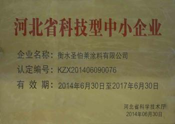 圣伯萊漆獲得“河北省科技型中小企業(yè)”榮譽(yù)